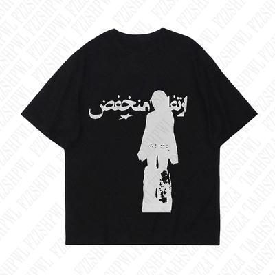 Short Sleeve Top Harajuku Cartoon Graphic Print Casual Hip Hop Men Clothes Y2K Cotton T-shirt High Street Loose O-Neck Fashion