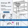 Stainless Steel Kitchen Sink with Integrated Washing Basin and Stand - Large, Thickened Single Bowl