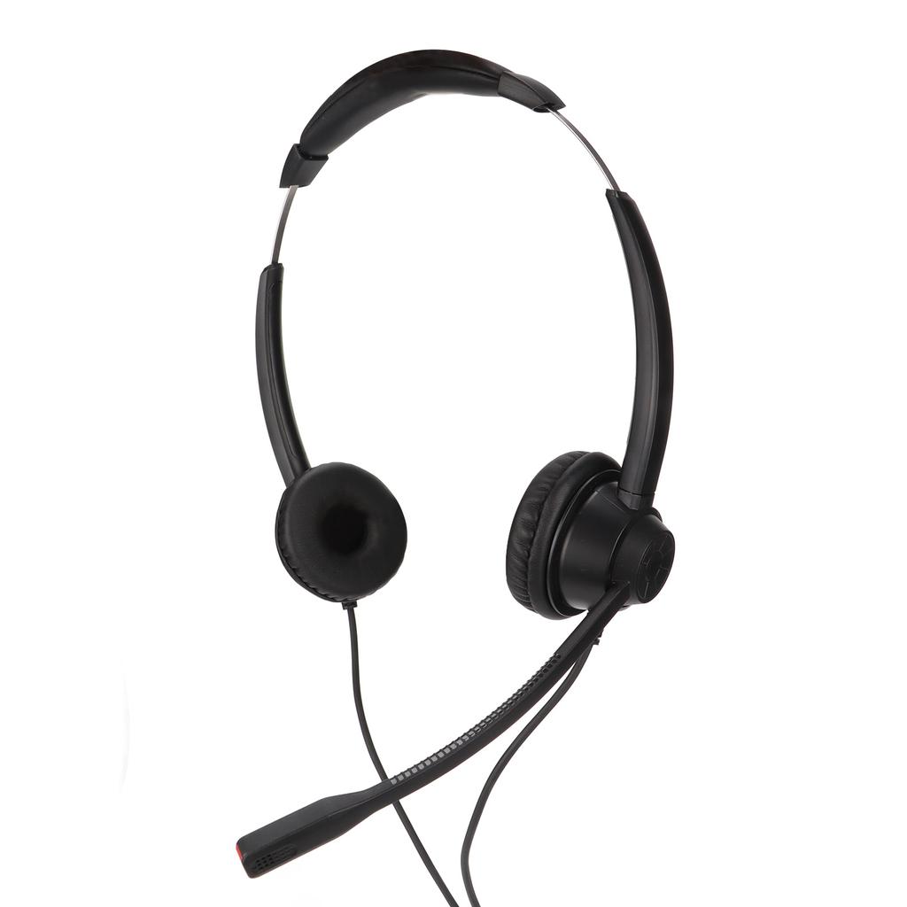 RJ9 Telephone Headset Noise Cancelling Binaural Corded Cell Phone Headphone with Mic for VOIP Phone Landline
