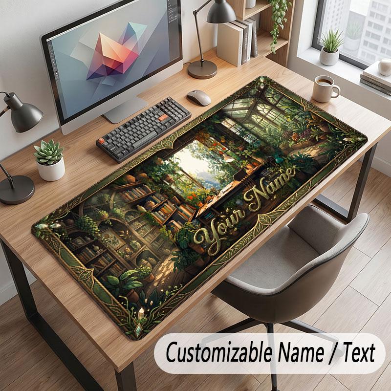 Floral Garden Theme Customized Mouse Pad Personalized Print Name Text Desk Mat For Home Office Table Decor