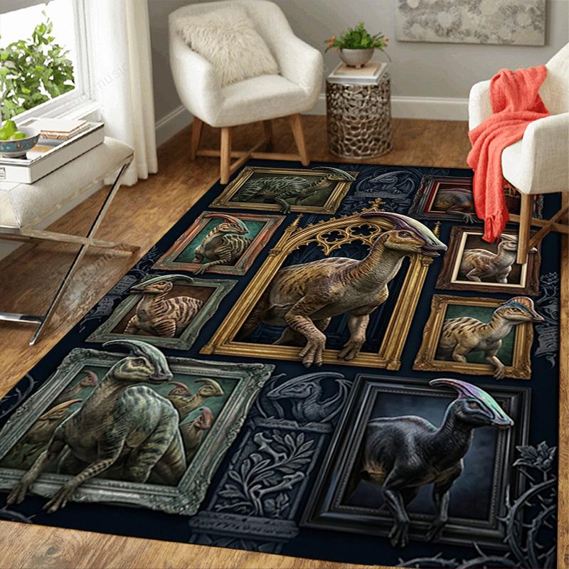 Dinosaur Gallery Pattern Rug Floor Mat for Living Room or Bedroom Soft and Comfortable Carpet a Gift for Birthday and Holiday.