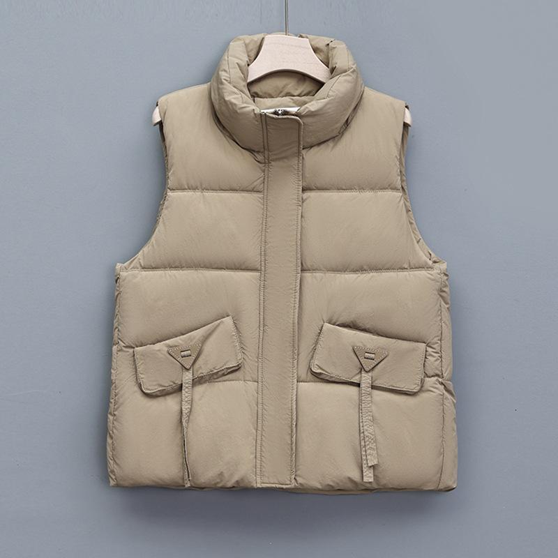 Large Size Down Cotton Vest Women's Short Autumn Wear Design Sense Thickened Vest Cardigan Jacket
