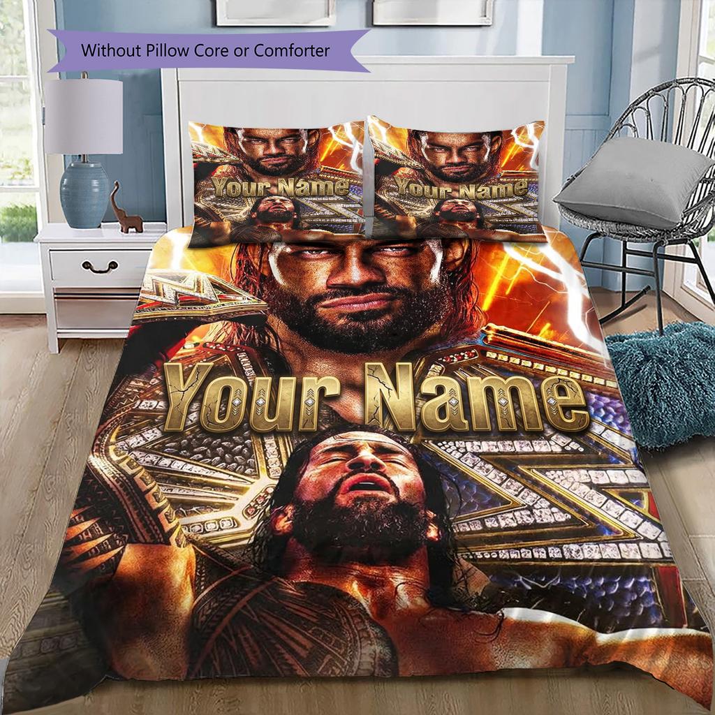 Champion Poster Custom Name Pattern Bedding Quilt Set Quilt Cover Pillowcase Home Birthday Gift(1 * duvet cover + 2 * pillowcase, without core)