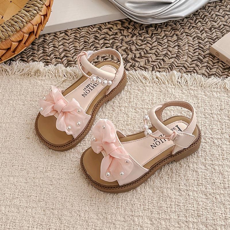 

Girls Mesh Bow Open-Toe Sandals2026Summer new children s solid color princess sandals for small, medium, and large children 29-34Code one hand6Double
