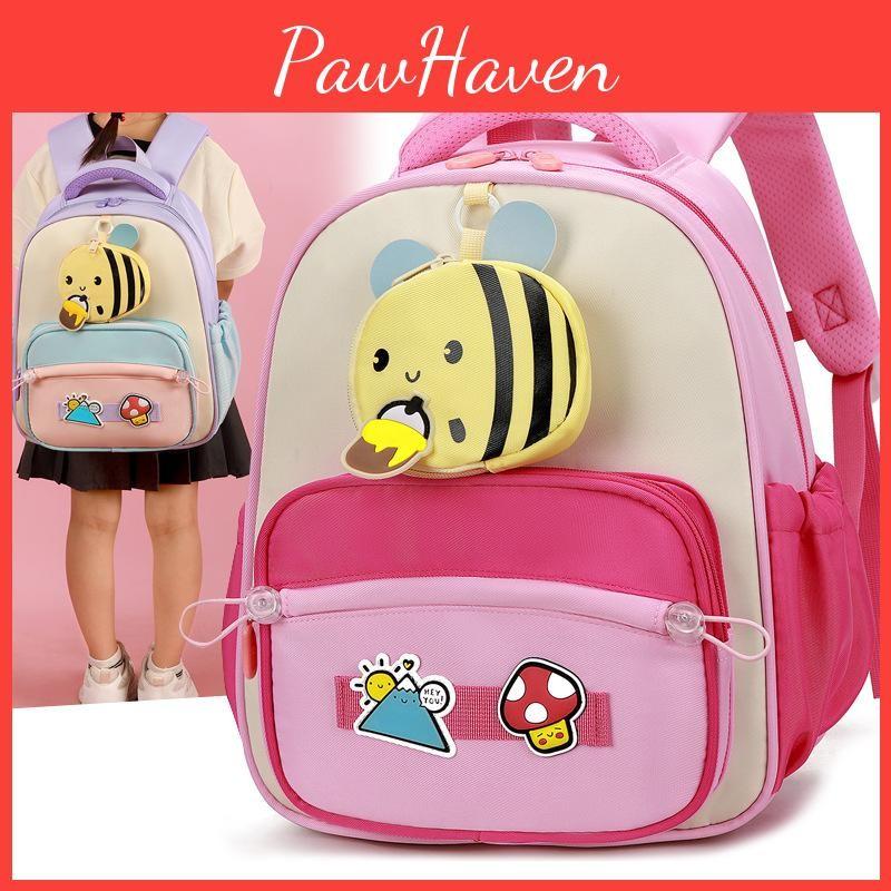 School Kids Bag With Cartoon Bee Design And Lightweight Nylon For Preschool
