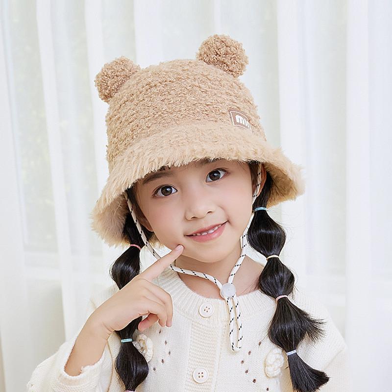 Kids Teddy Fleece Bucket Hat With Warmth And Windproof For Winter Outdoor Play хаки