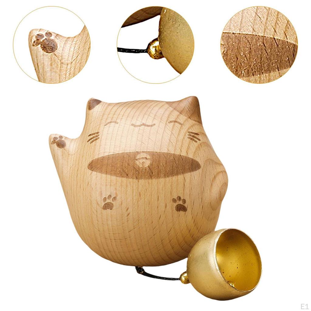 Holztürklingel Cartoon-Ornament für Türöffnung Glückskatze Lieblicher Klingelton Geschenk Eingang