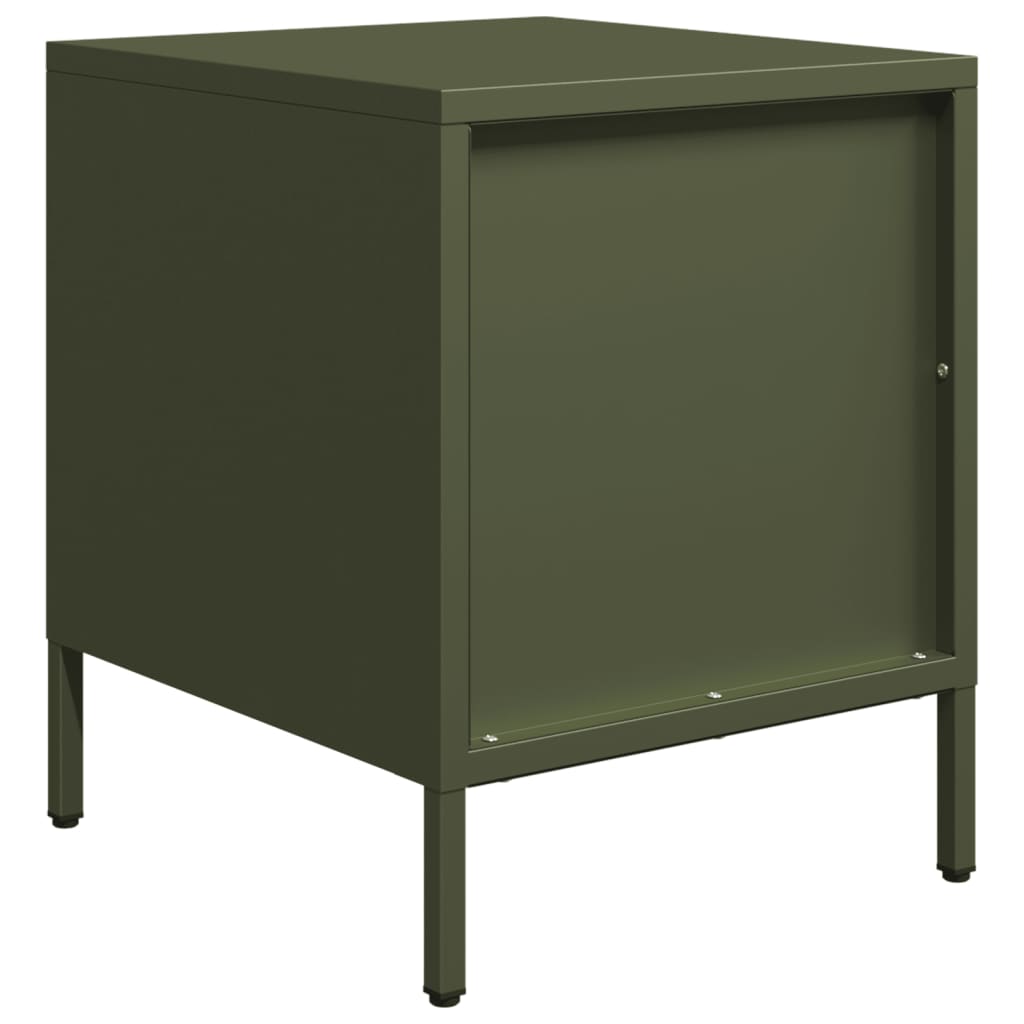 Vidaxl Bedside Table, Olive Green, 35X39X43.5 Cm, Steel