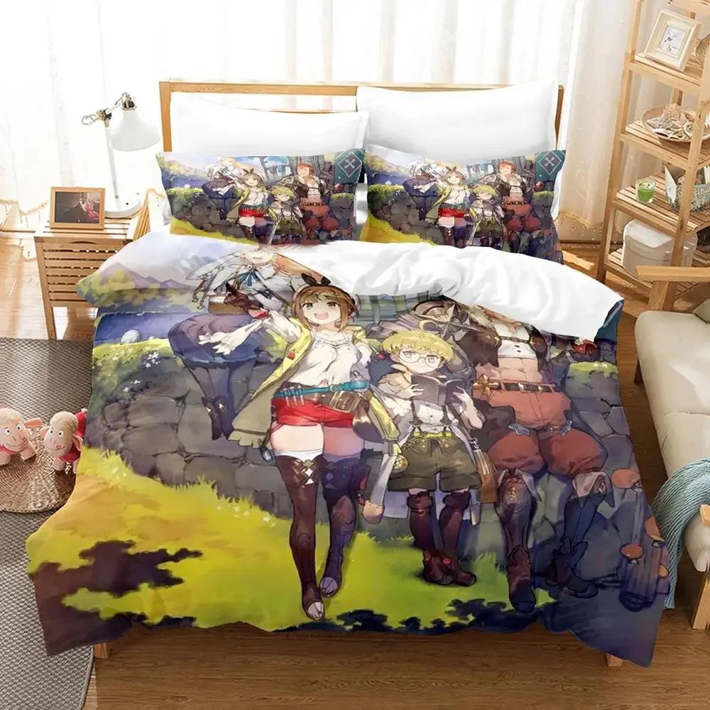 Anime Atelier Ryza Bedding Set Duvet Cover Bed Set Quilt Cover Pillowcase Comforter King Queen Size Boys Adult Bedding Set