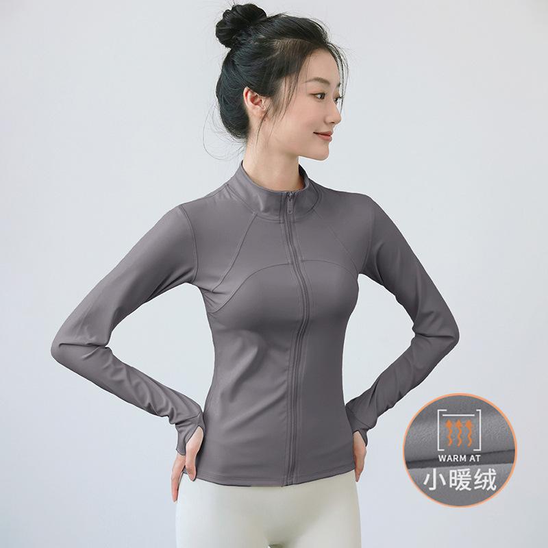 Stand-up collar blazer casual slim fit slim fit warm thin velvet jacket running tight zip cardigan yoga top