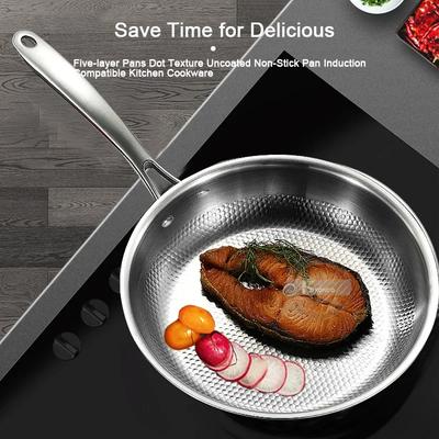 28/30 cm Bratpfanne 304 Edelstahl-Pfanne Antihaft-Pfanne ohne Beschichtung Eier Steak Brattopf Verwendung Gas- und Induktionsherd