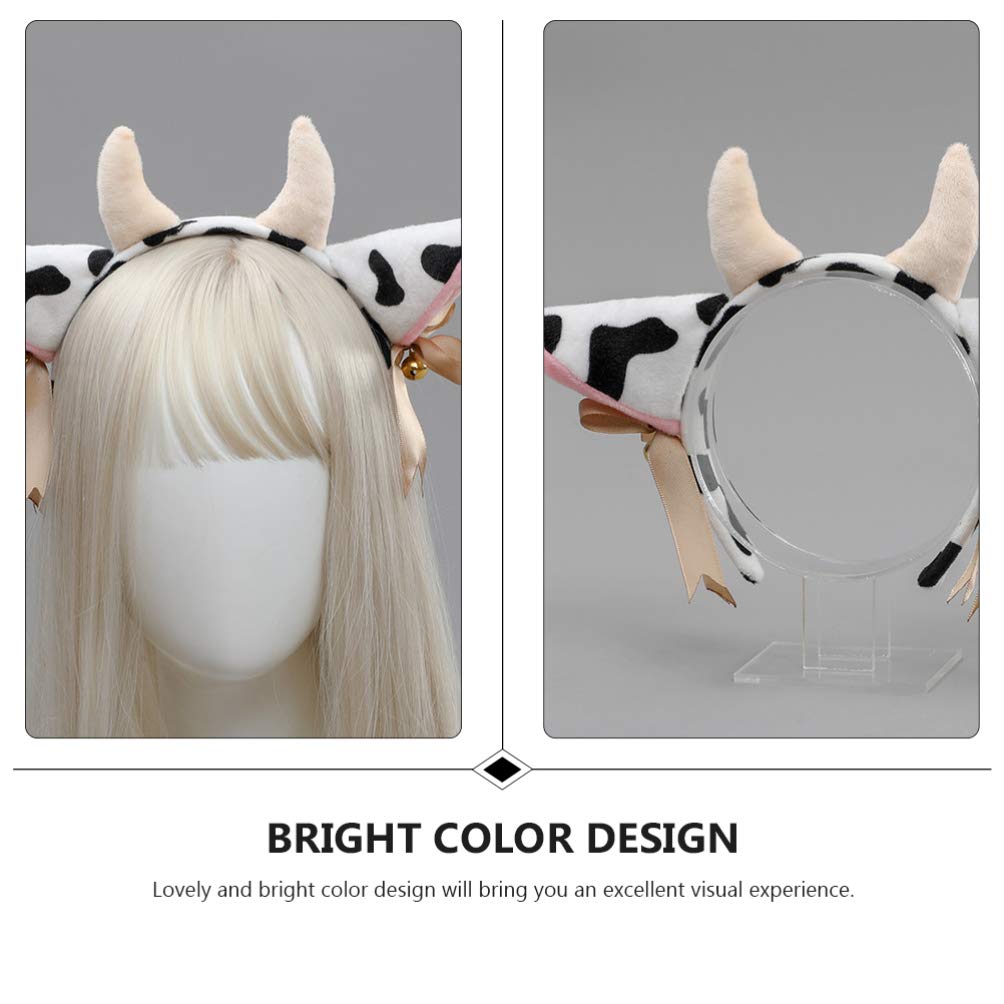 Frcolor Plush Cow Headband Bowknot Bell Cow Ear Horn Hair Hoop Festival Stage Performance Animal Cosplay Ornament Party Favors