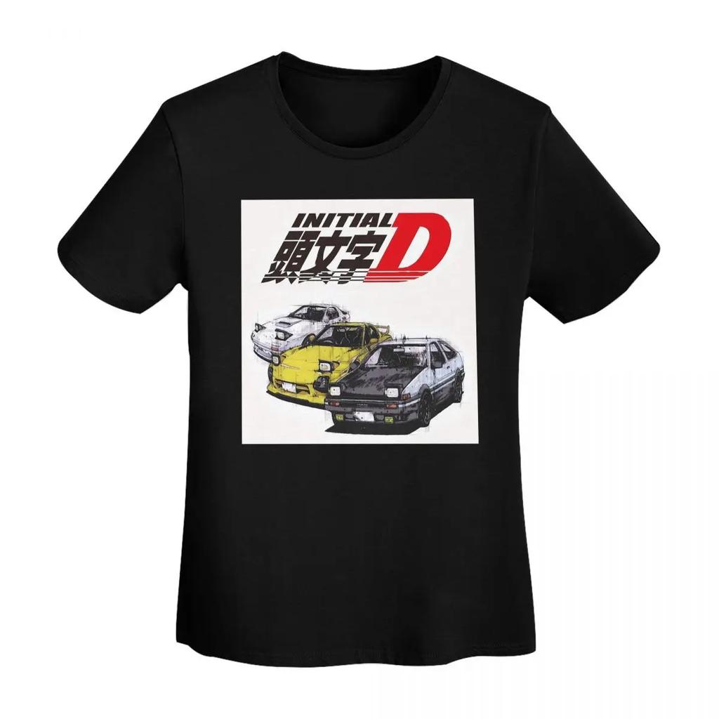 Initial D Neon Ae86 TShirt Women Short Sleeve T Shirts Round Neck Streetwear Cotton Summer Tees Streetwear