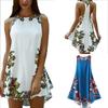 Elegant Sexy Vest Skirt Sleeveless Short Skirt Printed Flower Casual Dress For Women S-xxl