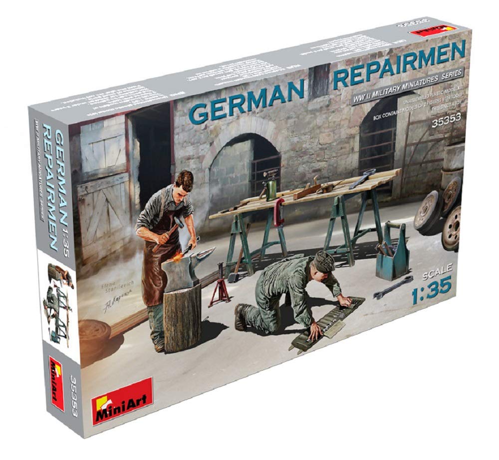 

Miniart German Repairman Set of 2 with Workbench and Tools Plastic Model MA35353 1/35