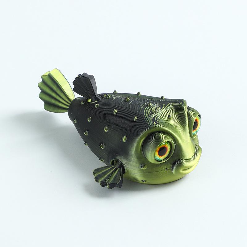 Simulation Of Marine Animals New 3D Printing Cute Puffer Fish Toys Joints Movable Simulation Eyes Kids Toy Gifts Home Decoration