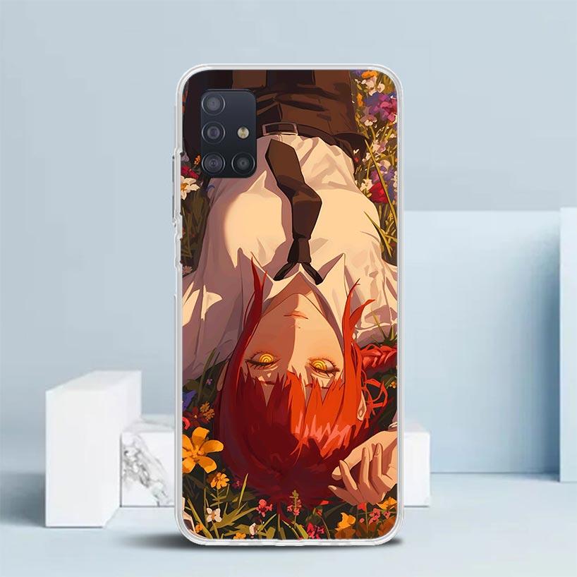 C-Chainsaw Mans Makima Soft Cover for Samsung Galaxy A12 A22 A32 A52 A72 A02S Phone Case Note 20 Ultra 10 S10 Plus A51 A71 A50S