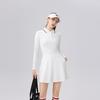 Womens Tennis Dress Long Sleeve Polo Neck Slim Fit With Side Pockets Athletic Fall Winter