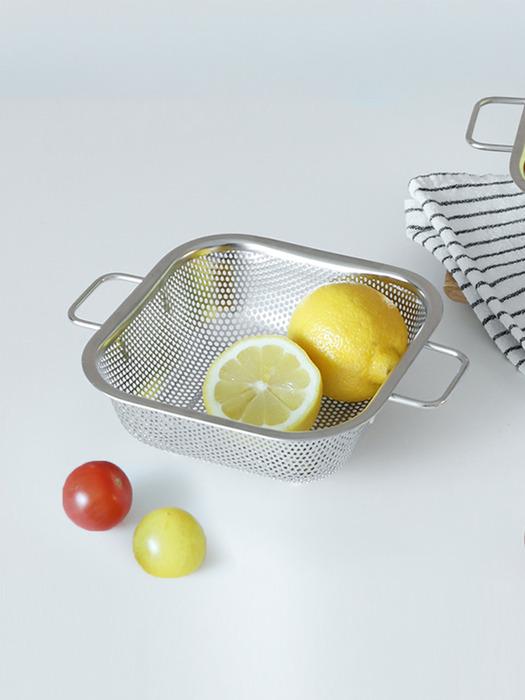 Reborn. J 304 Stainless Steel Perforated Handle Square Strainer 16cm / Multipurpose Basket Draining Vegetable Strainer