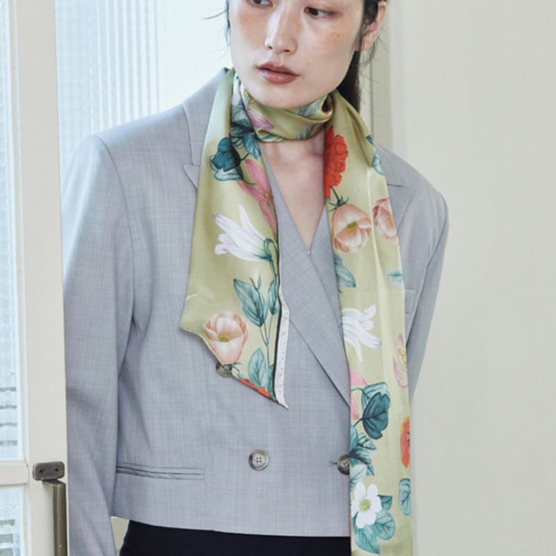 ANA MAISON Garden City Silk Long Petite Scarf [PML-1398]