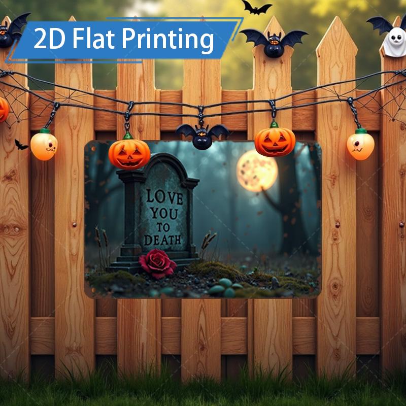 D FLAT pc Metal Sign Halloween Tombstone Love You to Death Metal Sign 20x30cm(7.8x11.8inch)