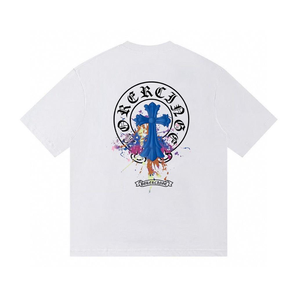 T25 CHROME HEARTS 2026 Summer New High Quality Cotton Round Neck Loose Large Size Men's and Women's T-shirt Couple T-shirt
