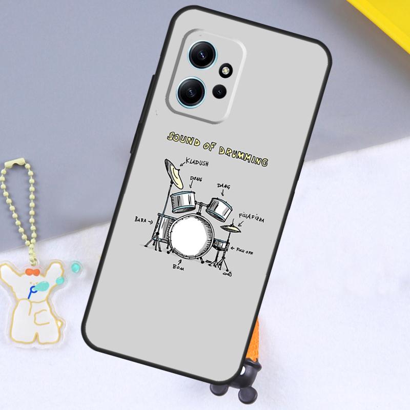 Musical Instrument Drum Case For Xiaomi Redmi Note 13 9 10 11 12 14 15 Pro Plus Cover For Redmi 15 C 14C 10C 12C 13C