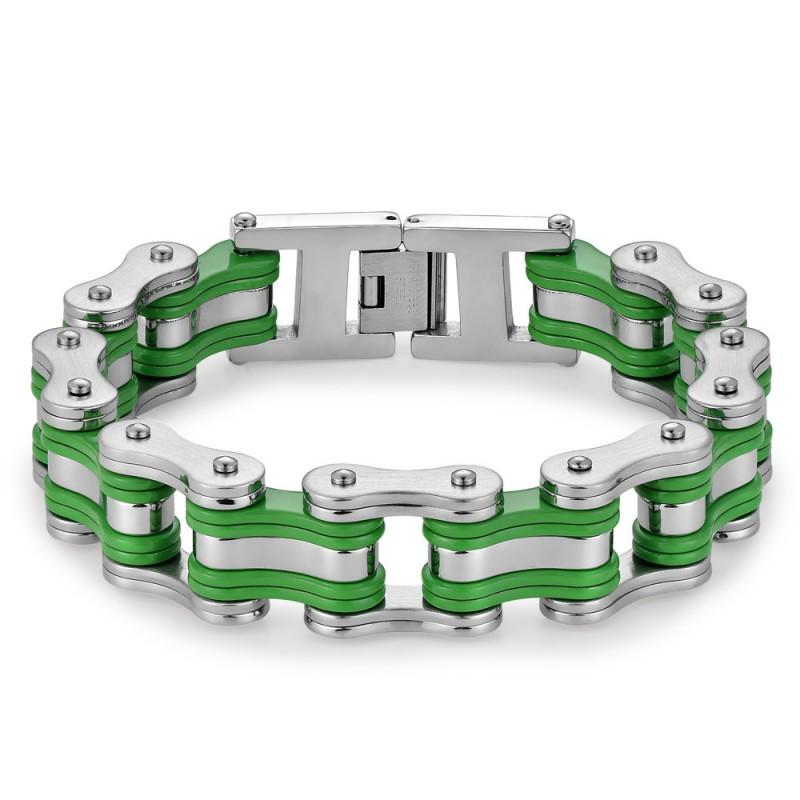 Stainless Steel Biker Bracelet Men - Hip Hop Style Cycling Safety Accessory With Chain Design Geometric