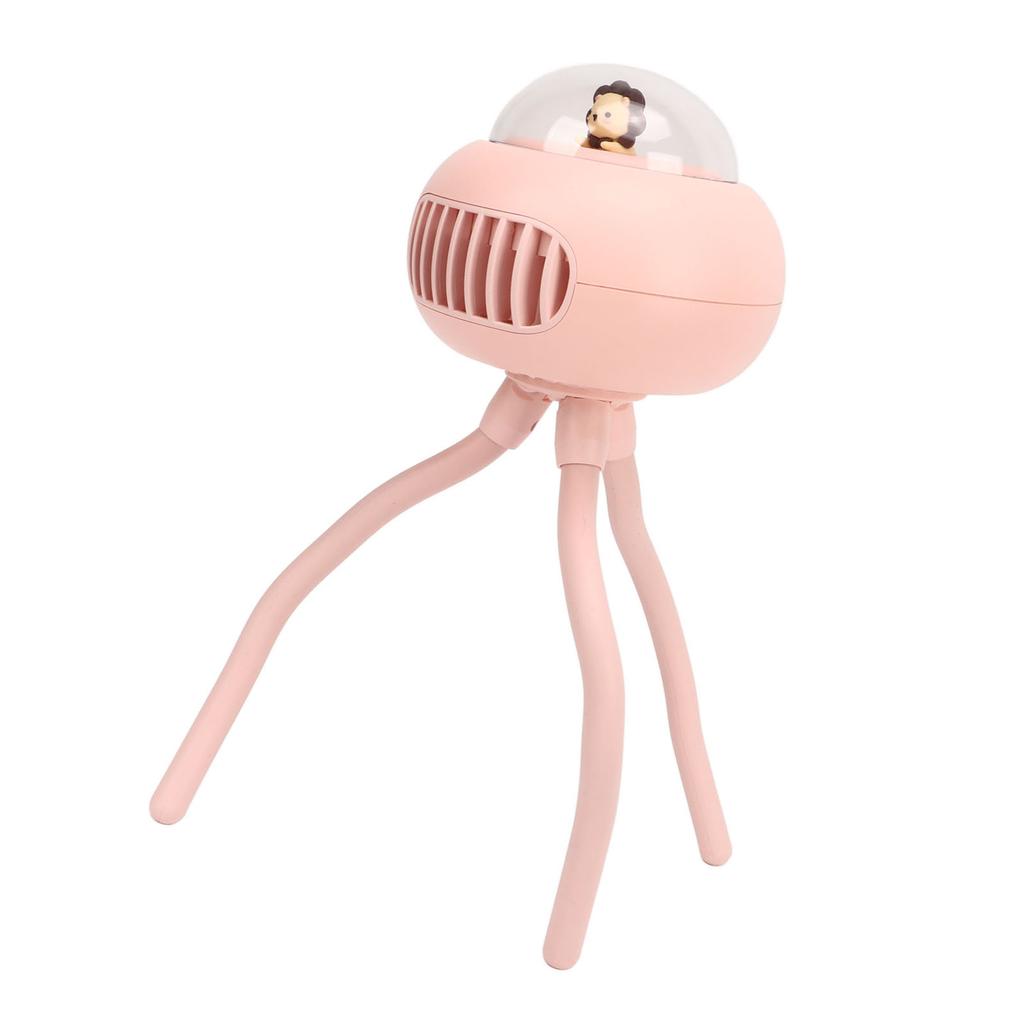 Mini Ręczny Osobisty Przenośny Wentylator USB Mały Wentylator do Wózka Dziecięcego z Elastycznym Statywem Różowy Lew