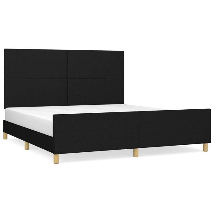 VidaXL Cadre de lit avec tête de lit Noir 160x200 cm Tissu3124905