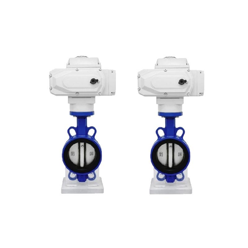AOBL DN25 Electric/Pneumatic Actuated Double Flanged Butterfly Valve, Cast Iron Body, Ductile Iron Plate, EPDM Seat.