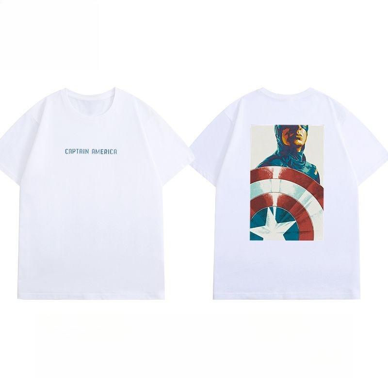 Genuine 2026 New Avengers Spider-Man Captain America Printed Plus Size Men's Short Sleeve Loose Sport T-Shirt