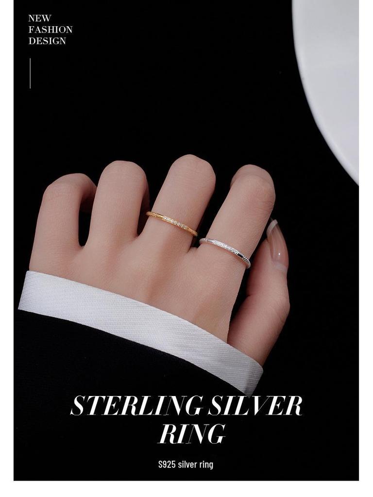 Banyan Tree Women's Simple Luxury S925 Silver Diamond Stackable Open Ring