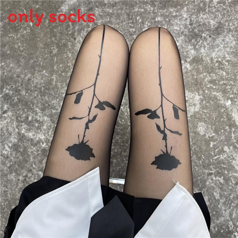 15d Rose Print Stockings With Sun Protection For Women Summer Fashion