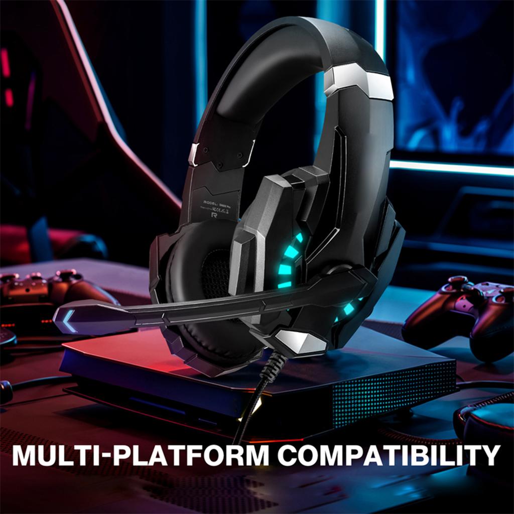 3.5mm Gaming Headphone, Over Ear Game Headset, Noise Cancellation Earphone with Mic, LED Light, Volume Control for Laptop, Tablet, Mobile Phones, Desk