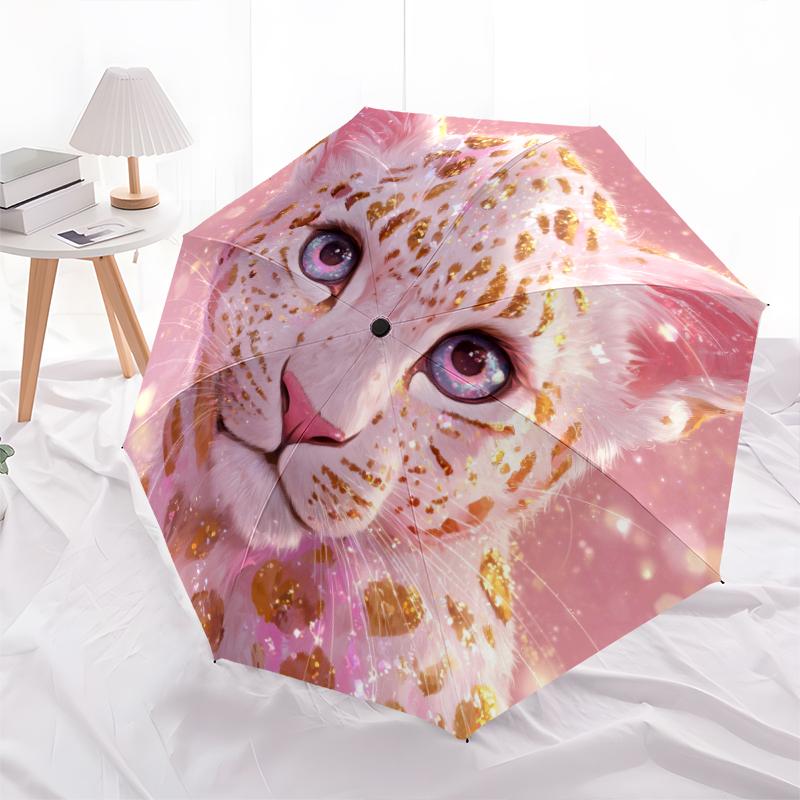 1 PC Automatic Folding Umbrella - cute pink Pattern, Portable & Foldable Design with 8 Ribs, Christmas Birthday Gifts