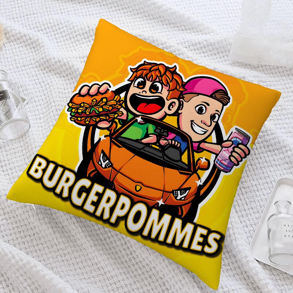 Burgerpommes I-ICrimax Cartoon Pillow Case Sofa Home Double-sided Printing Short Plush Cushion Cover Throw Pillow Cover Gifts
