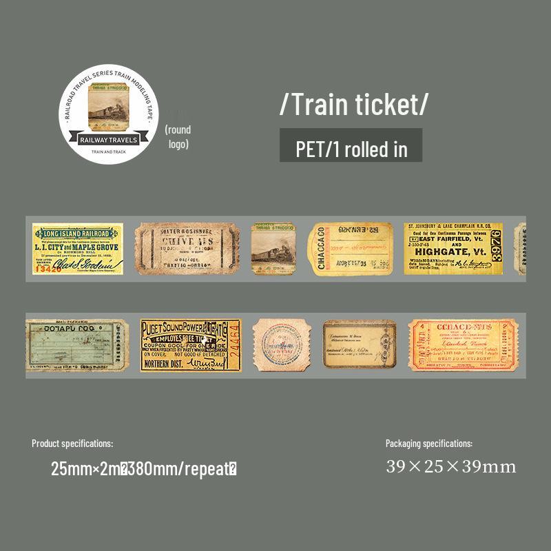 

Retro Train Scenery Stickers: DIY Journal Decoration