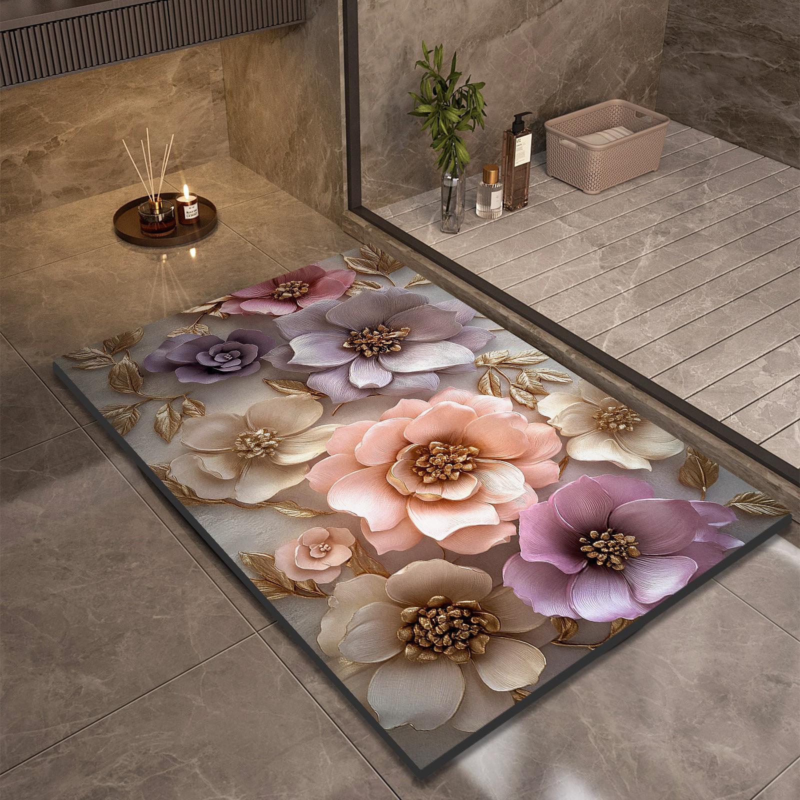 

Роскошный коврик для ванной комнаты, впитывающий, нескользящий, коврик для ног в душе, быстросохнущий, коврик для туалета, коврик для двери, моющийся 40cmx60cm