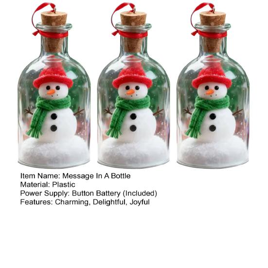 Christmas Snowman Message In A Bottle Recordable Voice Message Bottle Ornament Snow Scene In Nostalgic Bottle Decoration Holiday Keepsake Gift