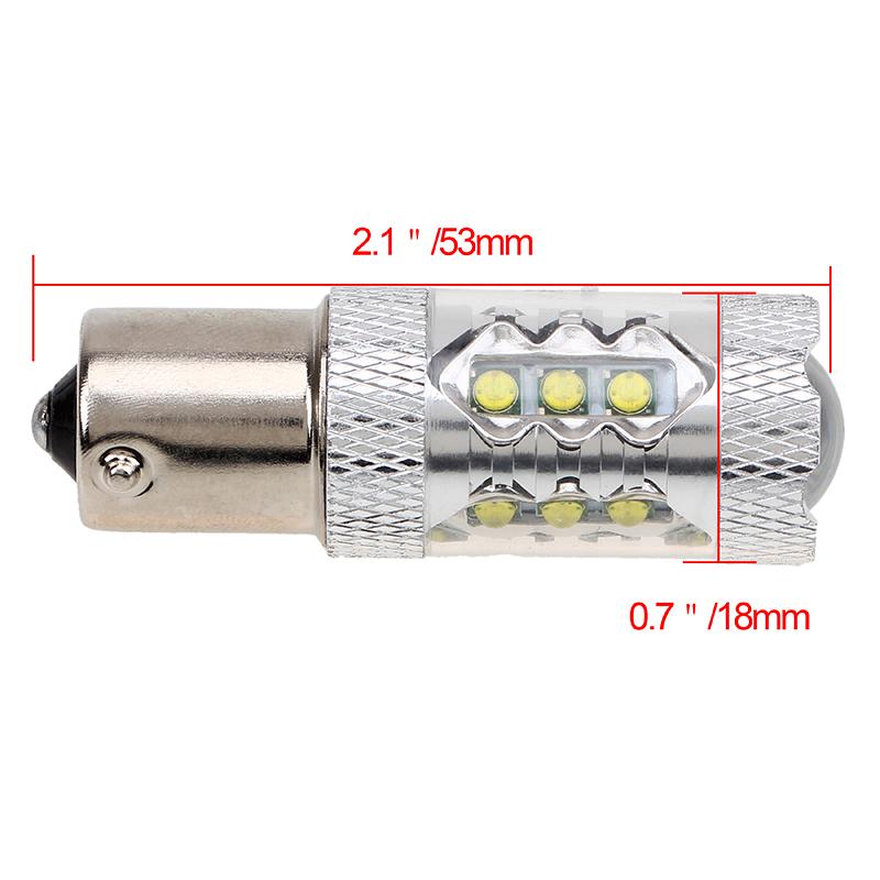 DC 12-24V LED Light Car Lights Super Bright 80W LED SMD 1156 BA15S Backup Light Bulb Car Styling