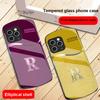 Two Tone Gradient R Letter For IPhone 16 Pro Max 15 Pro 14 13 12 Mini 11 XS Max XR 7 8 Plu SE 2022 Elliptical Glass Phone Case