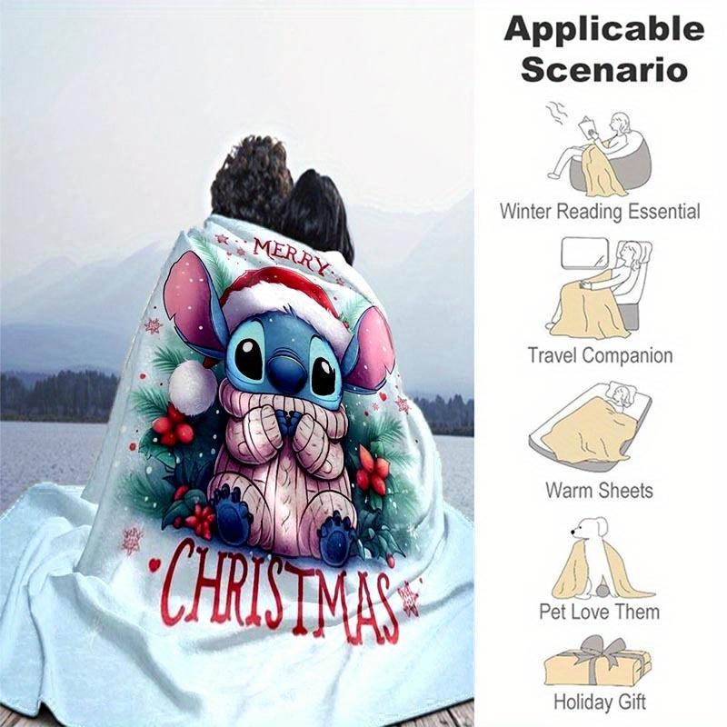 1pc Stitch Printing Blanket - Soft, All-Season Throw for Office Blanket, Personalized Gift with Adorable Cartoon Design