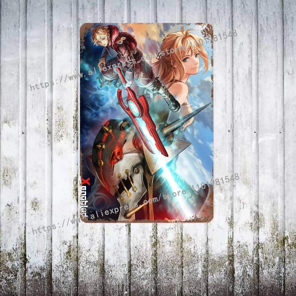 Xenoblade Chronicles 2 Hikari Poster Vintage Tin Sign Metal Sign Decorative Plaque for Pub Bar Man Cave Club Wall Decoration