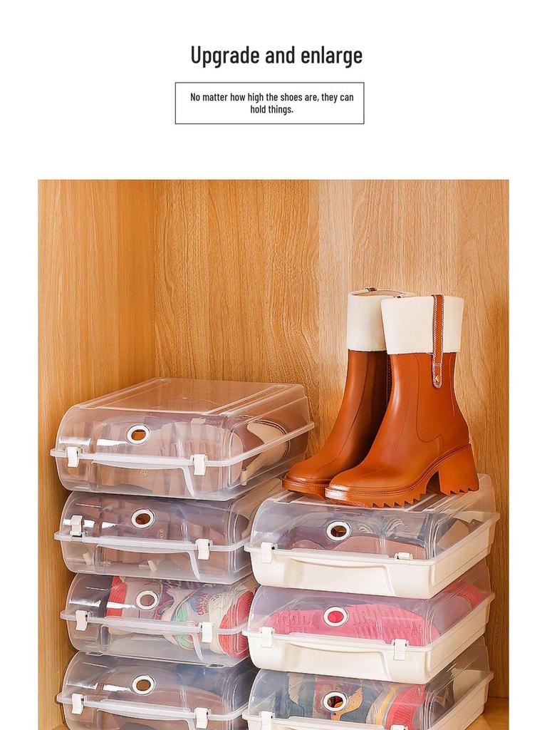 Transparent Space-Saving Long Boot Storage Box - No-Installation Shoe Cabinet