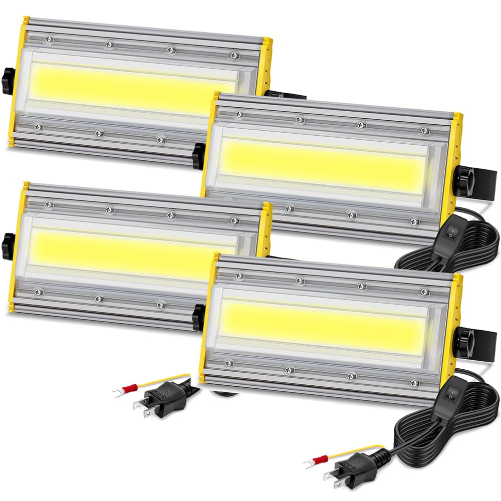 Shineshare LED Floodlight, Outdoor, 50W Work Light (850W Equivalent), 8000LM, Outlet Type, Ultra-Thin, Security Light, Entryway Light, Daylight