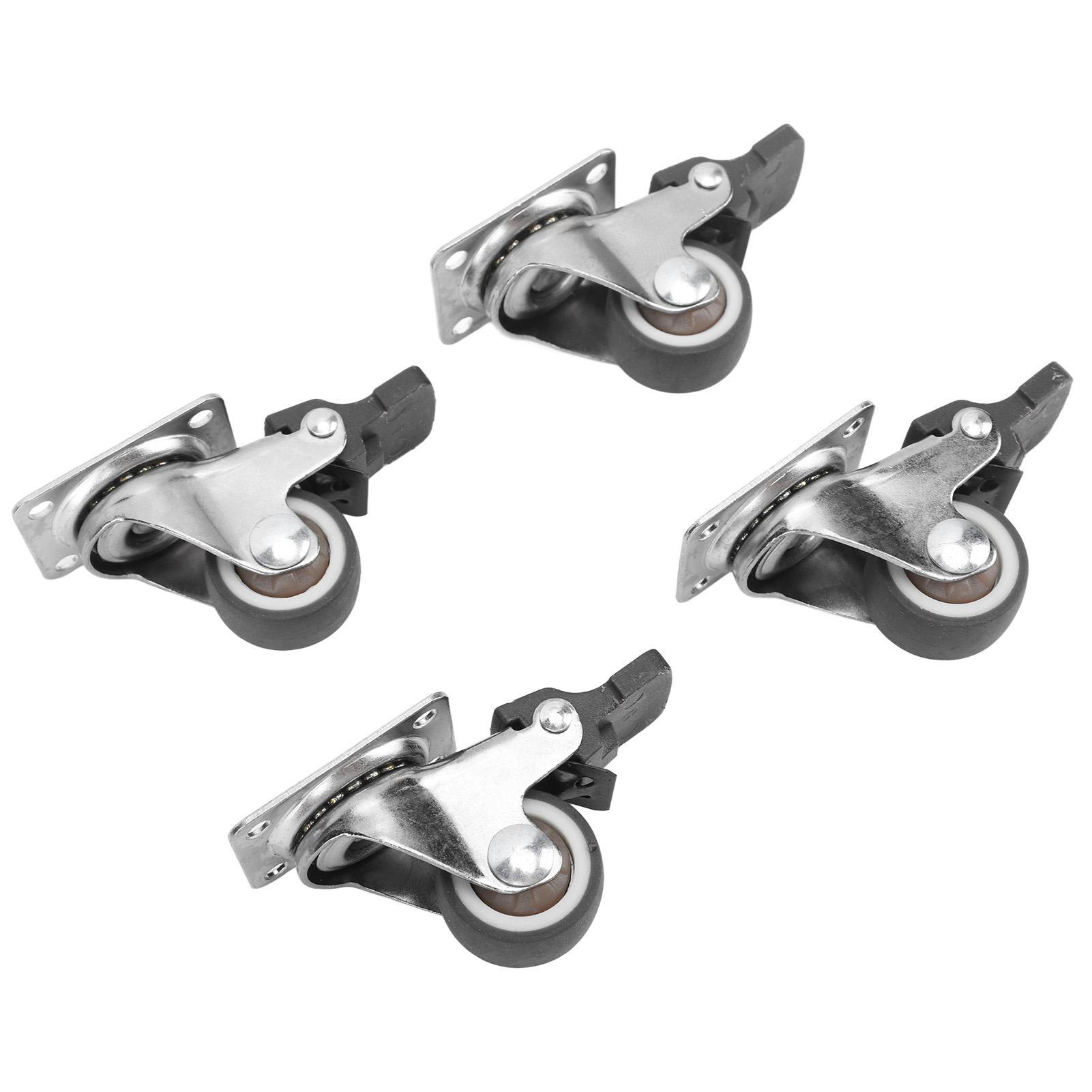 

4 шт. Маленькие колесики 1 дюйм в диаметре Стальные резиновые Поворотные с фиксатором Тормоз Пластинчатые колесики с 16 винтами для мебели