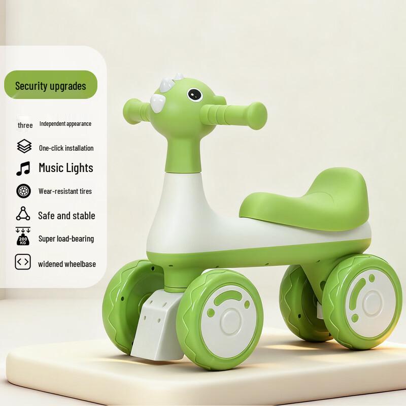 Longchan Toddler Four-Wheel Balance Bike with Music and Lights