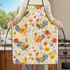 A Watercolor Rooster Floral Patterned Apron, Suitable for Parties And Home Kitchens, Unisex Design, Perfect for Cooking And Baking