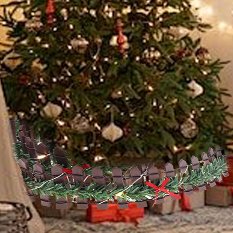 Christmas Tree Fence Decoration With LED Handmade rattan wooden fence For New Year Party Home Garden Holiday Indoor Decor